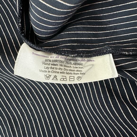 MM Lafleur Top Blouse Womens Large Blue Rampling Top Thin Stripe - Picture 9 of 12